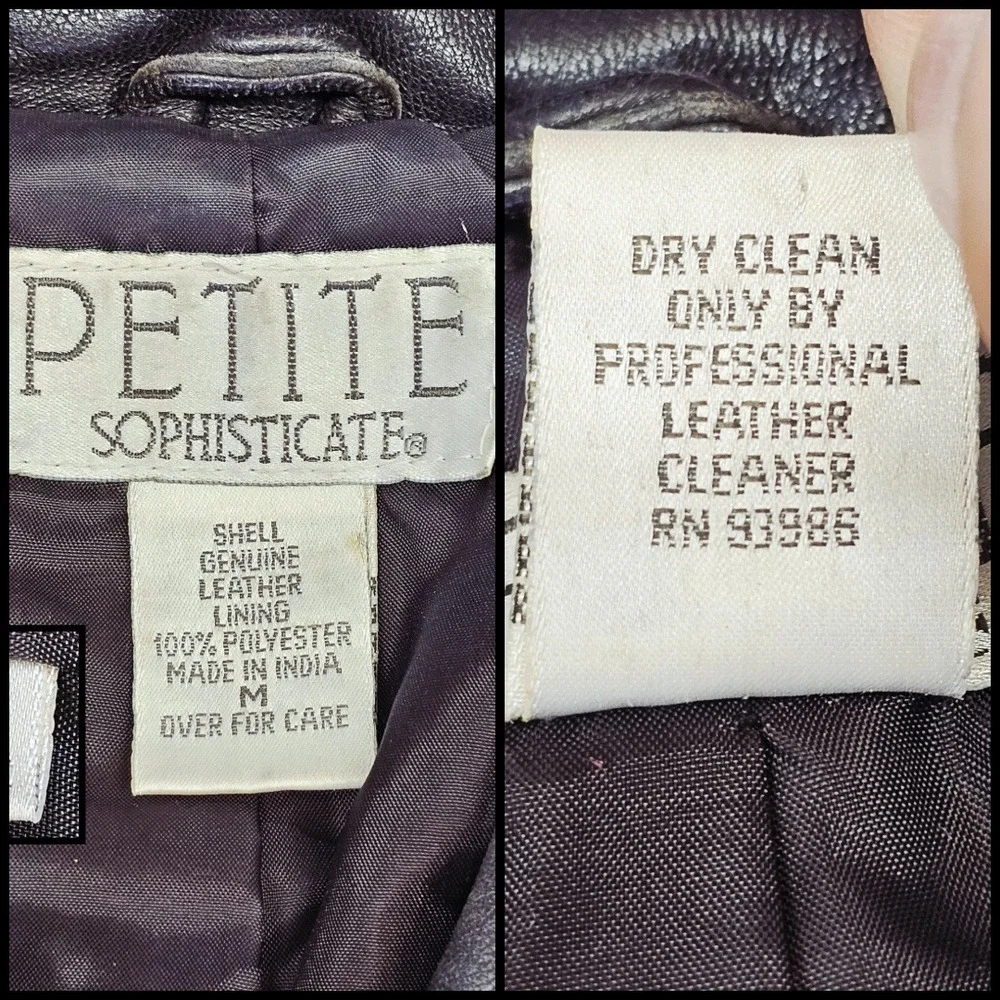 Petite Sophisticate Leather Jacket Womens M Dark Brown Distressed Zip Biker Grng - Picture 9 of 9